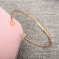 Full diamond heart-shaped bracelet open gold-plated bracelet double peach heart  bangles